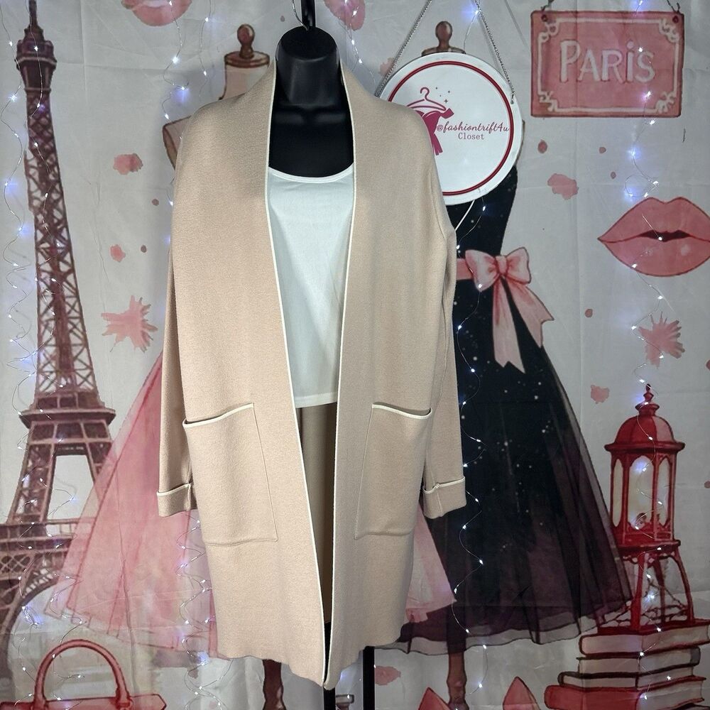 Zara Cream Oversized Knit Dress Cardigan Sz S - Picture 2 of 13